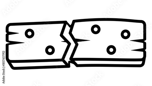 Broken Metal Plate with Rivets Illustration.