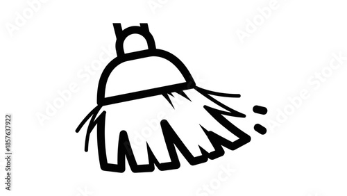 Broom Icon Simple Black Design Element.