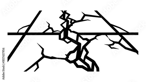 Cracked dry earth surface with lines.