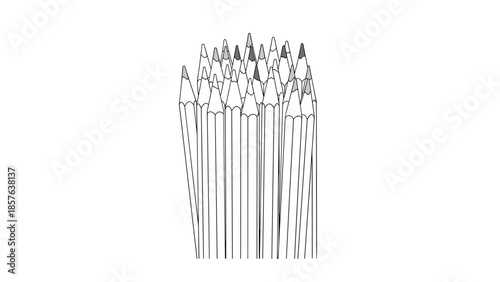 Pencils Standing Together in a Group.