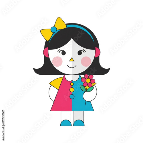 Paper Cutout Girl on White