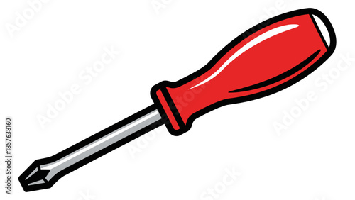 Red Handled Screwdriver Tool Illustration.