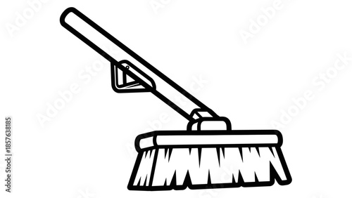 Simple Black and White Broom Illustration.