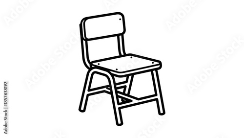 Simple Black and White Folding Chair Illustration.