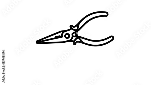 Simple Black and White Pliers Illustration.