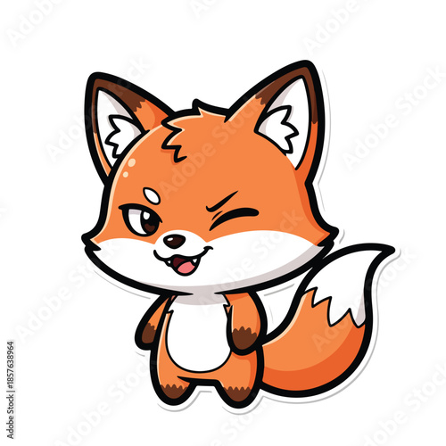 Playful Winking Chibi Fox Sticker