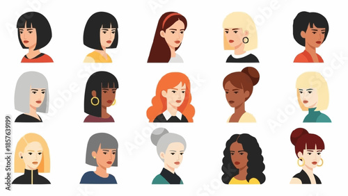 Diverse Group of Women Portraits Expressing Various Emotions.