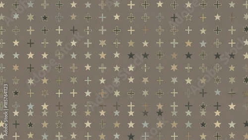 Abstract pattern of small stars and crosses a subtle textured background with a vintage feel perfect for graphic design and digital art