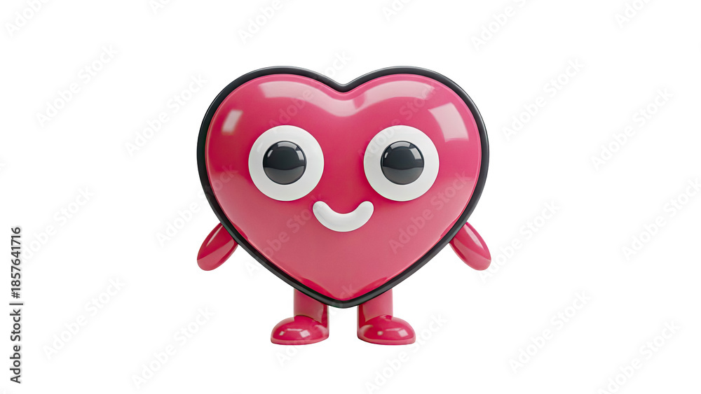 Fototapeta premium 3D Happy Heart Character on transparent background