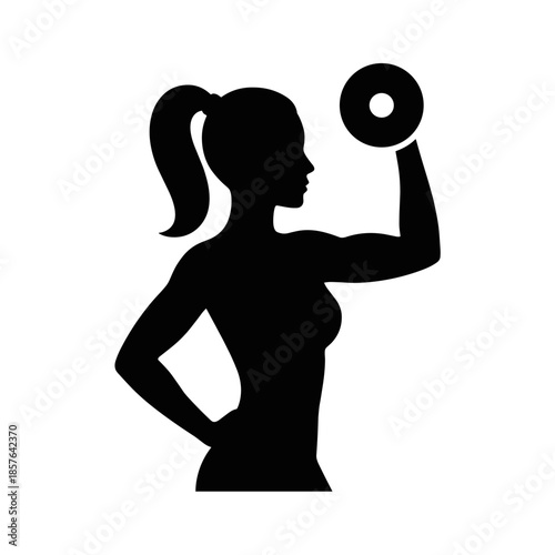 Strong Woman Silhouette Lifting Dumbbell