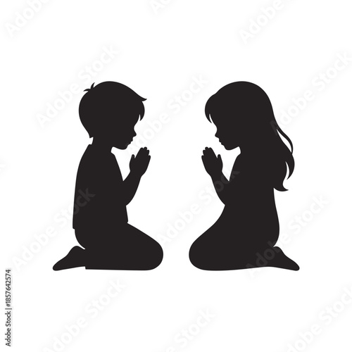 Children Praying Silhouettes