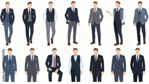 Diverse Mens Fashion - A Collection of Stylish Suits and Formal Wear.