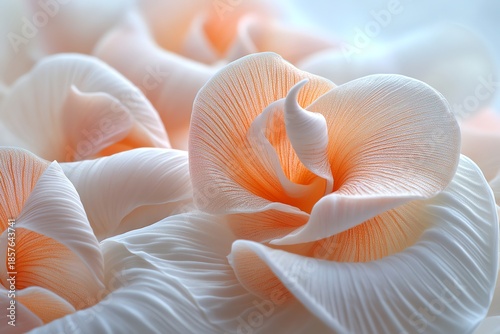 Close Up Peach and White Ribbon-like Flower Petals Artistic Natural
