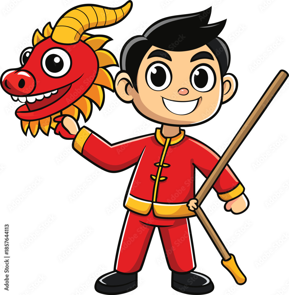 Fototapeta premium Dragon dances illustrator,