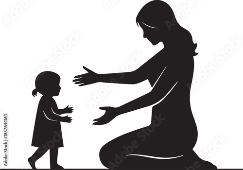 Mother guiding child