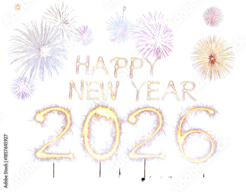 Happy new year 2026 transparent background 