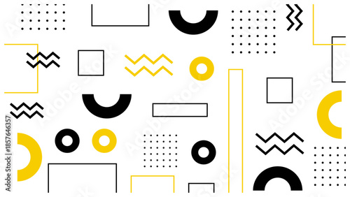 黒と黄色の幾何学メンフィス風パターン背景