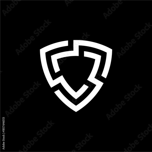 Modern Security Labyrinth logo. A futuristic, elegant shield icon perfect for cybersecurity, data privacy, or private defense.