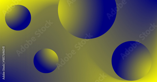Abstract background with spheres in blue and yellow Gradient colors for Copy Space