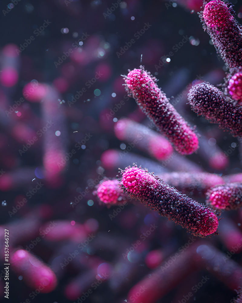 Fototapeta premium Microscopic view of pink bacteria