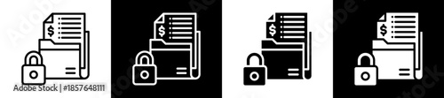 Secure Folder Icon Set In Black And White Filled Style Collection