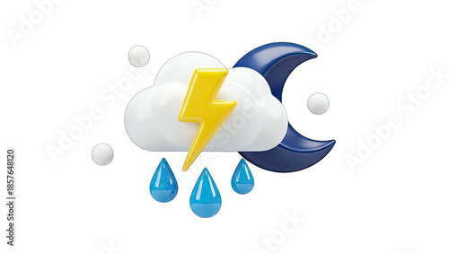 3D Weather Icon: Stormy Night