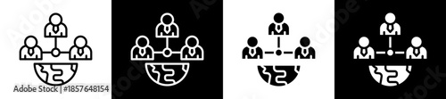 Community Connection Icon Set In Black And White Filled Style Collection