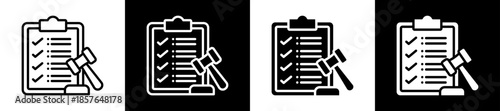 Legal Decision Icon Set In Black And White Filled Style Collection