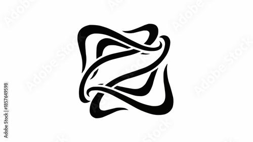 Abstract Celtic Knot Symbol Design Black and White.