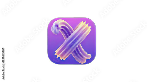 3D X Mark on a Purple Background