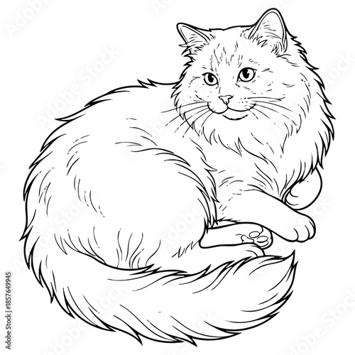 Ragdoll Cat Vector Line Art Illustration for Coloring