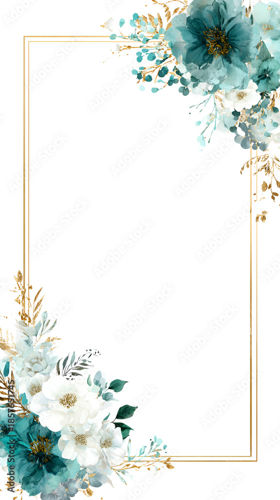 Obraz premium Elegant floral frame with blue and white flowers