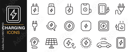 Modern charging and energy technology icons