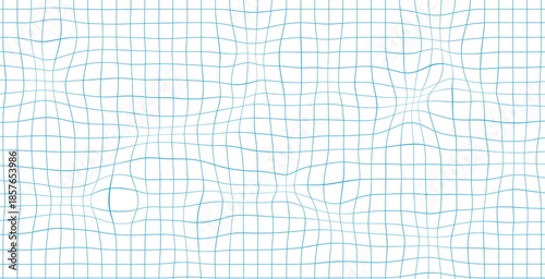 Bild auf Leinwand Minimalist distorted wireframe, grid check notebook wavy lines illustration back