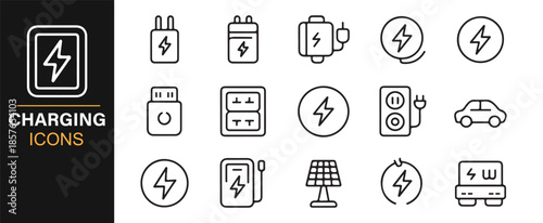 Electric device charging line icons