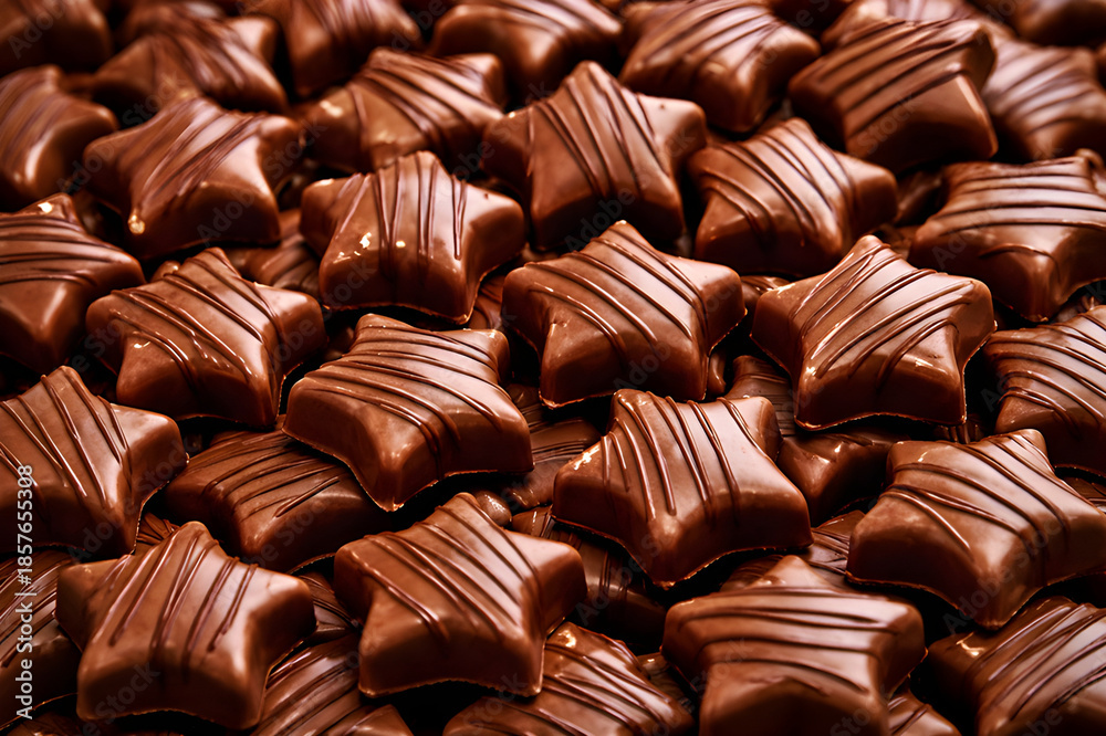 Fototapeta premium Star shaped milk chocolate candies background