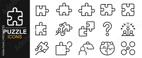 Puzzle concept and idea generation icons