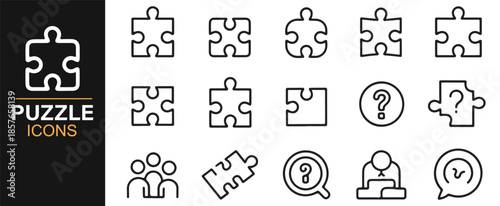 Puzzle pieces and thinking concept icons