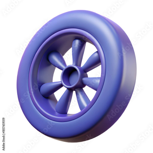 High detail 3d render of a purple car wheel rim for e-commerce product presentation transparent background