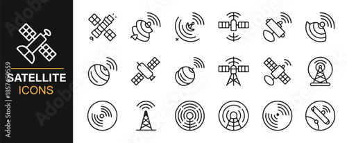 Satellite antenna and signal transmission icons