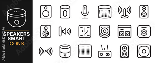 Smart speaker and sound technology icons