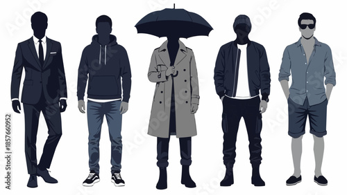 Diverse Mens Fashion Styles - A Silhouette Collection for Modern Trends.