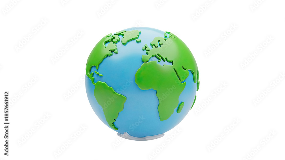 Fototapeta premium 3D Stylized 3D Globe Model on transparent background