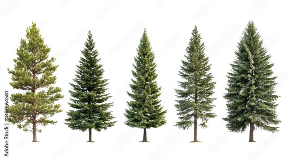 Obraz premium Conifers Isolated on White Background