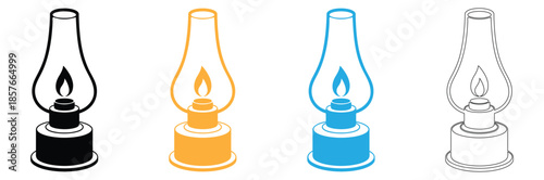 Vintage oil lamps in different colors on white background,oil lamp icon vector illustration design template,oil lamp icon vector illustration design template