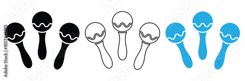 Colorful maraca icons in various styles and colors,Maracas solid icon set. Includes Mexican, music, maracas, instrument, traditional, and More. Solid icons vector collection.