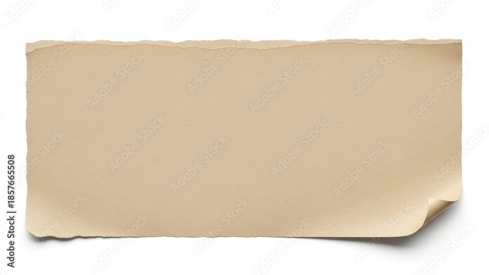 Fototapeta premium Torn paper texture beige sheet isolated on white background