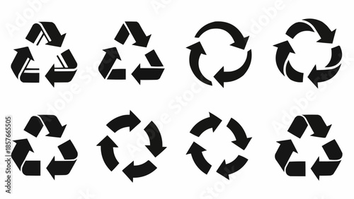 Collection of Recycle Symbols in Black and White.