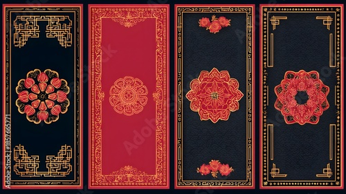 Chinese Pattern Designs: Elegant patterns in a classical composition, featuring intricate designs and details, offering a glimpse into tradition and artistic finesse.