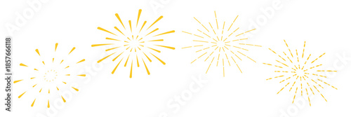 Fire works icon. Firework icon set. Fourth of July celebration symbol, Independence Day design element.